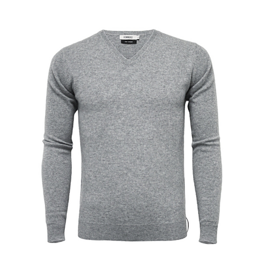 Cashmere V Neck Sweater Silver Grey