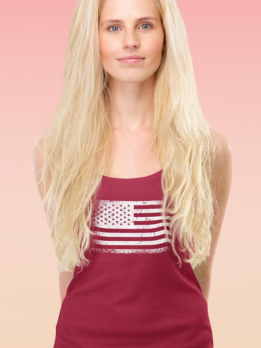 Blurry American Flag Racerback Tank -SmartPrintsInk Designs