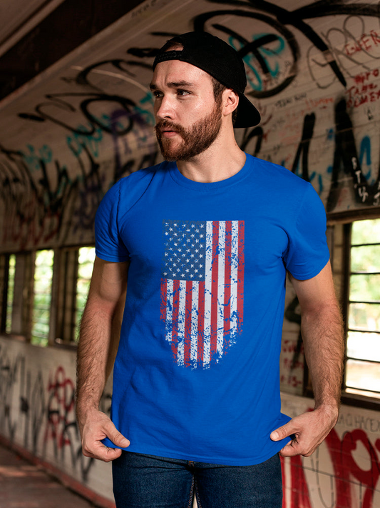 Grunge Style, American Flag. Men's T-shirt