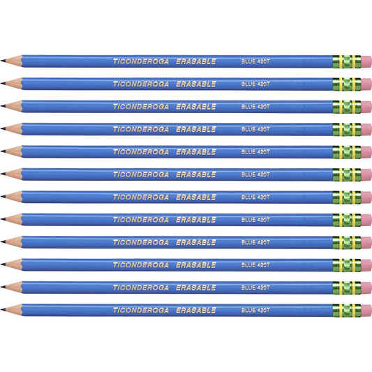 Ticonderoga Eraser Tipped Checking Pencils - HB Lead - Blue Lead - 72 / Carton