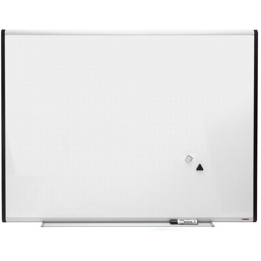 Lorell Magnetic Dry-erase Grid Lines Marker Board - 48" (4 ft) Width x 36" (3 ft) Height - Porcelain Surface - Silver, Ebony Frame - 1 Each