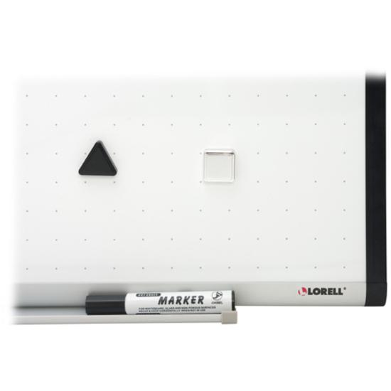 Lorell Magnetic Dry-erase Grid Lines Marker Board - 48" (4 ft) Width x 36" (3 ft) Height - Porcelain Surface - Silver, Ebony Frame - 1 Each