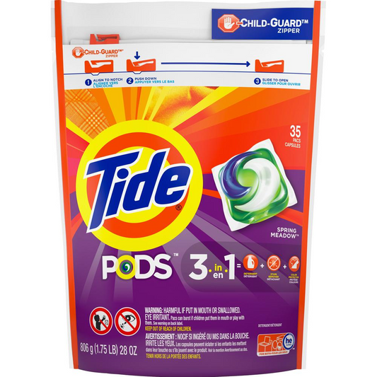 Tide PODS 3-1 Laundry Detergent - Pod - Spring Meadow Scent - 35 / Bag - White, Orchid