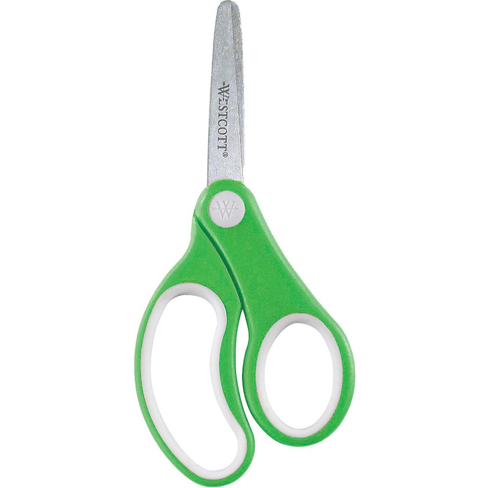 Westcott Kids 5" Blunt tip Scissors - 5" Overall Length - Straight-left/right - Stainless Steel - Blunted Tip - Assorted - 12 / Pack