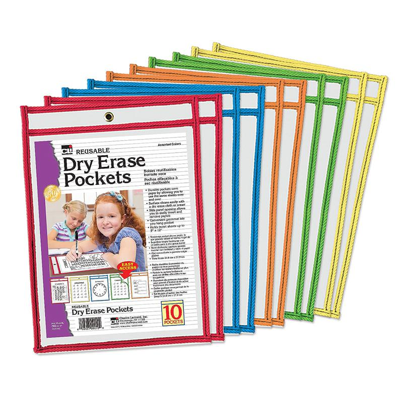 REUSABLE DRY ERASE POCKETS 10 SET