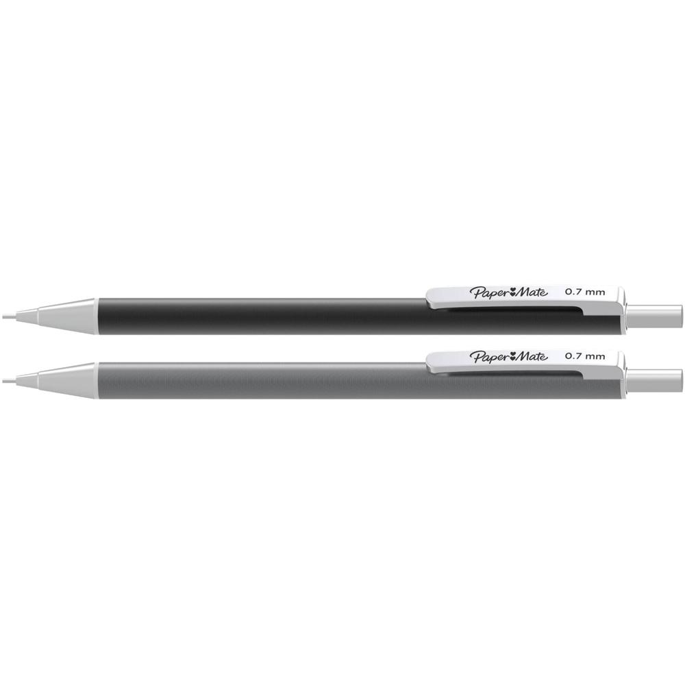 Paper Mate Advanced Mechanical Pencils - 0.7 mm Lead Diameter - Refillable - Black Lead - Gray, Rose Gold Barrel - 2 / Pack