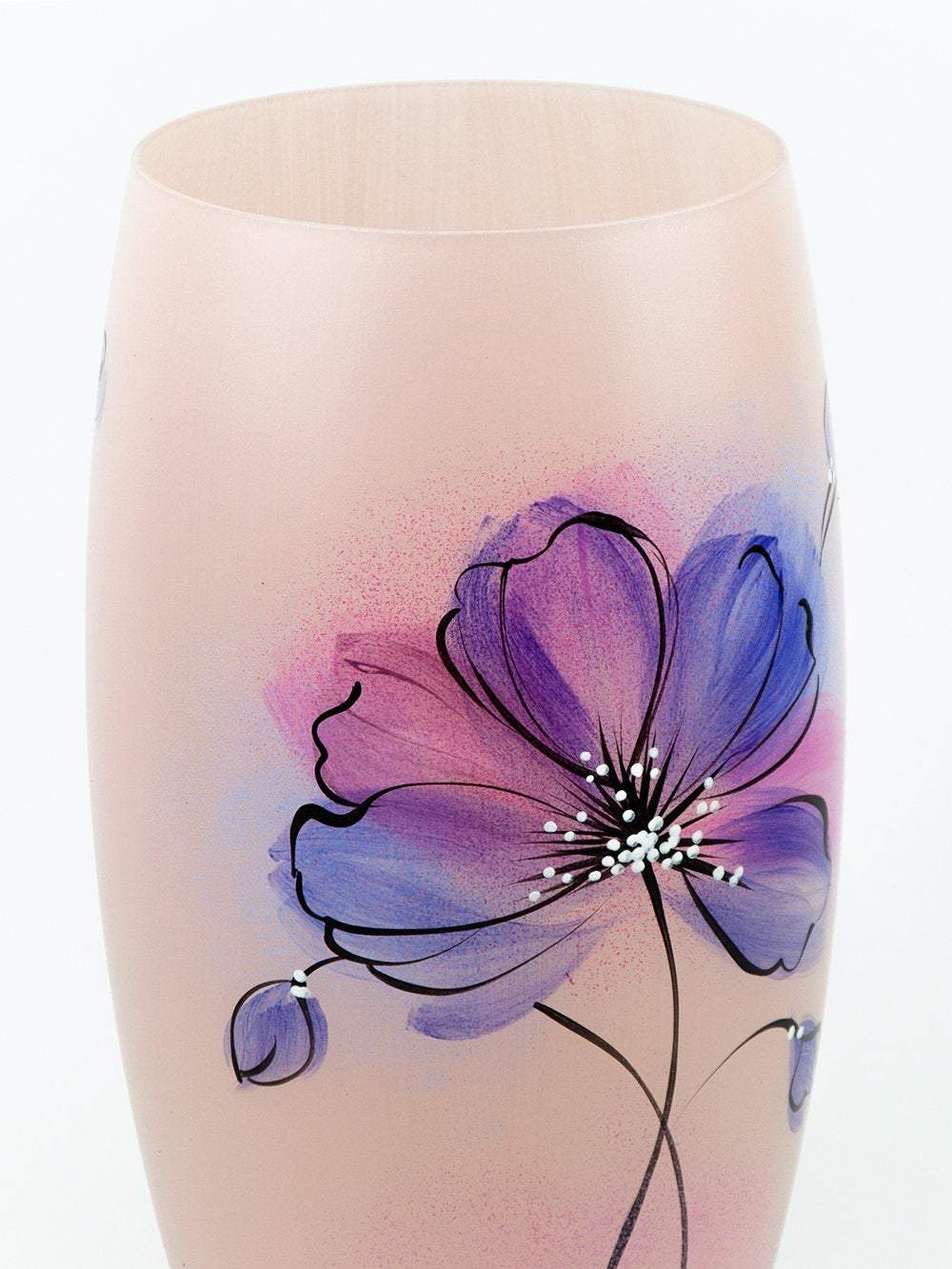 Handpainted Glass Vase for Flowers | Painted Art Glass Oval Vase | Interior Design Gentle Room Decor | Table vase 12 inch