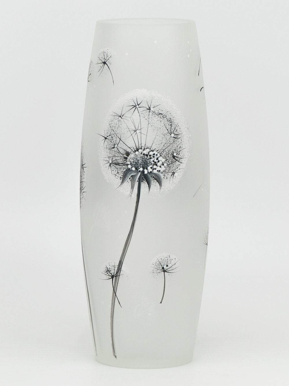 Handpainted Glass Vase for Flowers | Gentle Art Glass Oval Vase | Interior Design | Table vase 12 inch.