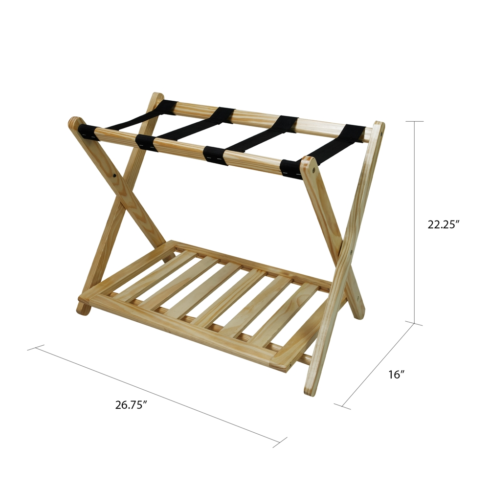 Luggage Rack with Shelf-Natural