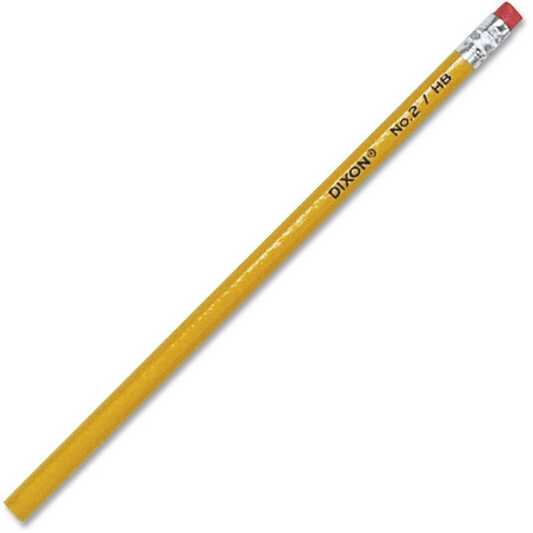 Dixon Woodcase No.2 Eraser Pencils - #2 Lead - Black Lead - Yellow Barrel - 144 / Box