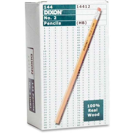 Dixon Woodcase No.2 Eraser Pencils - #2 Lead - Black Lead - Yellow Barrel - 144 / Box