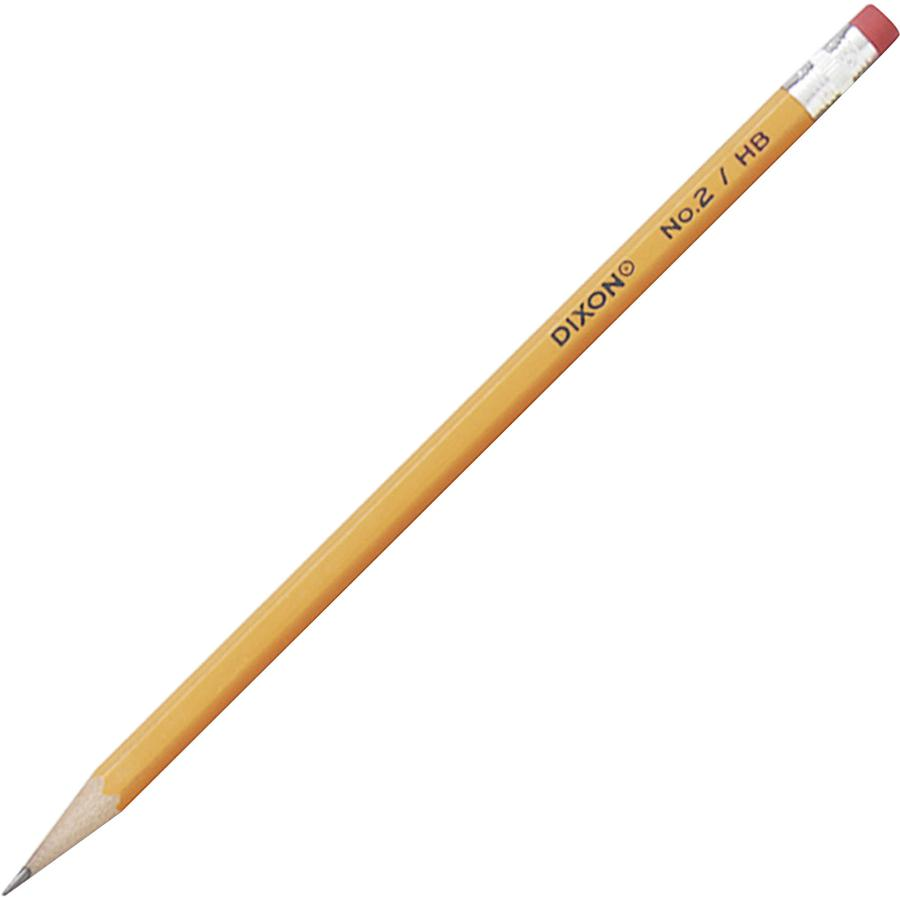 Dixon Woodcase No.2 Eraser Pencils - #2 Lead - Black Lead - Yellow Barrel - 144 / Box