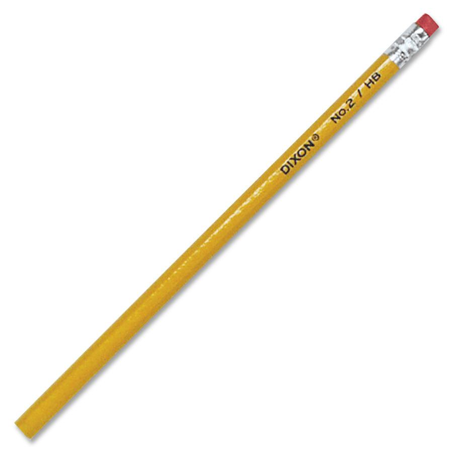 Dixon Woodcase No.2 Eraser Pencils - #2 Lead - Black Lead - Yellow Barrel - 144 / Box