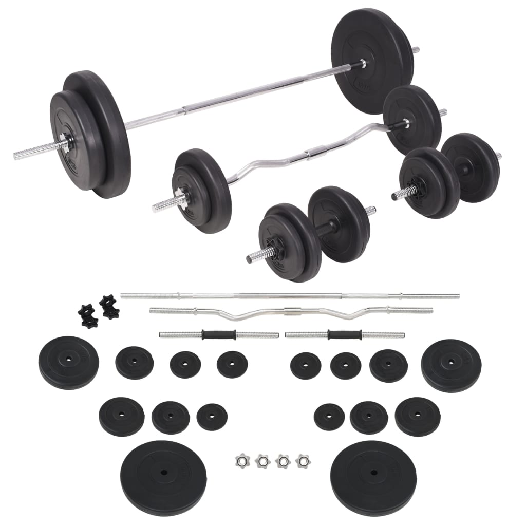 vidaXL Workout Bench with Weight Rack, Barbell and Dumbbell Set 198.4 lb