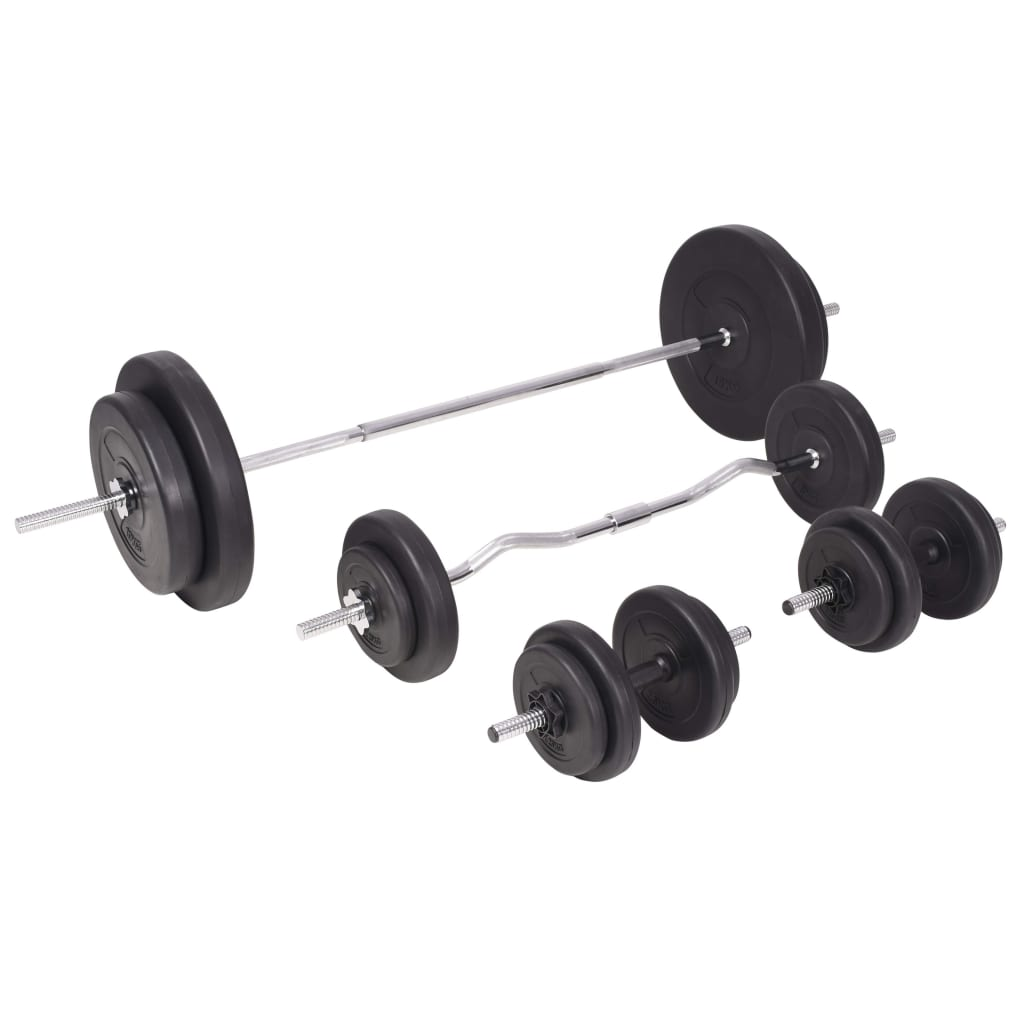 vidaXL Weight Bench with Weight Rack, Barbell and Dumbbell Set 198.4 lb