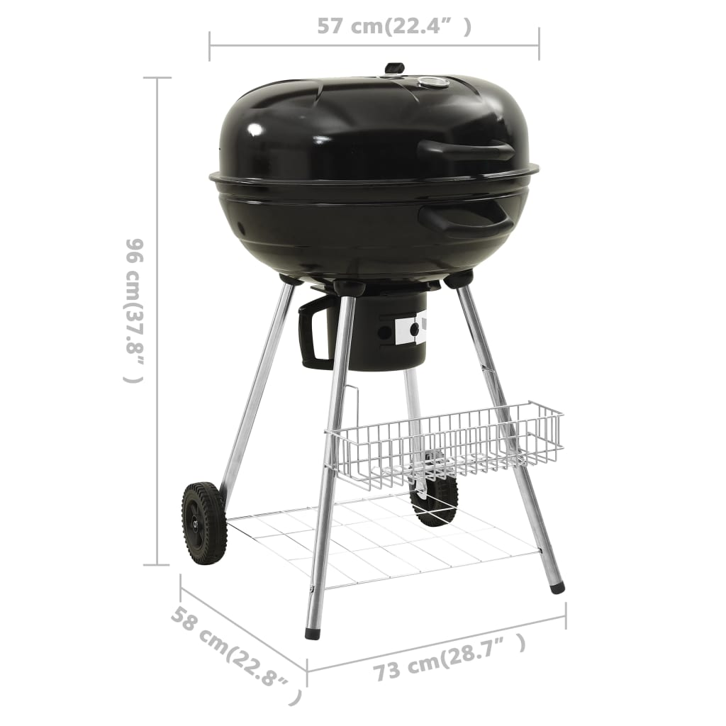 vidaXL Kettle Charcoal BBQ Grill 28.7"x22.8"x37.8" Steel