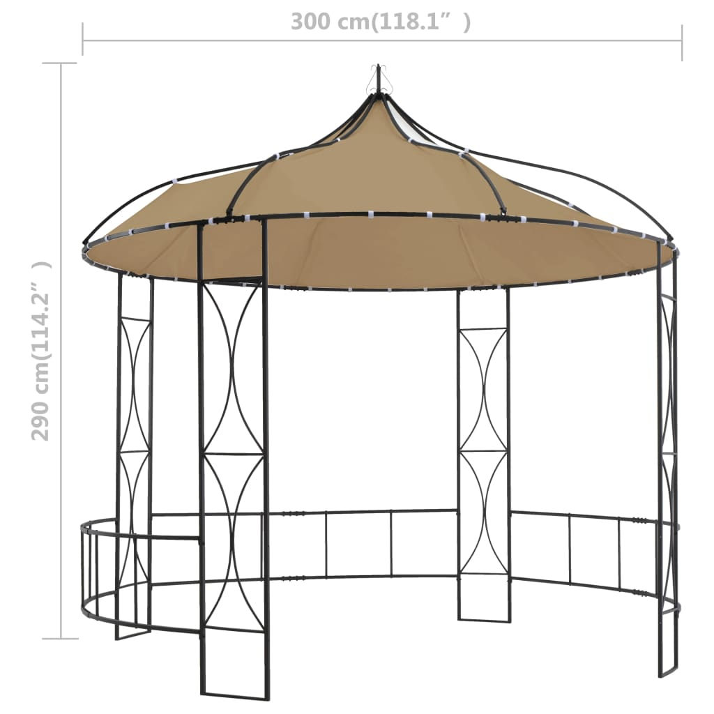 vidaXL Gazebo 118.1"x114.2" Taupe Round