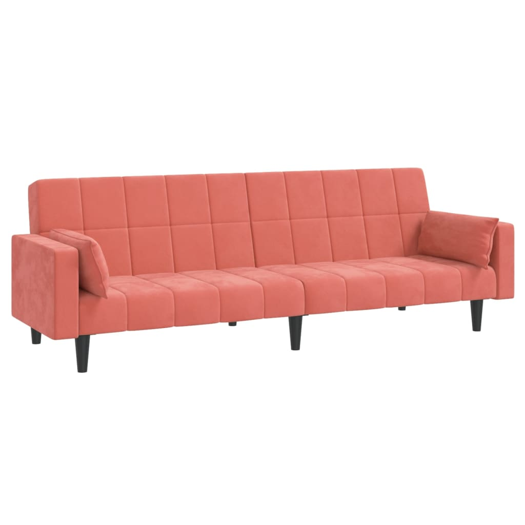 vidaXL 2-Seater Sofa Bed with Two Pillows Pink Velvet