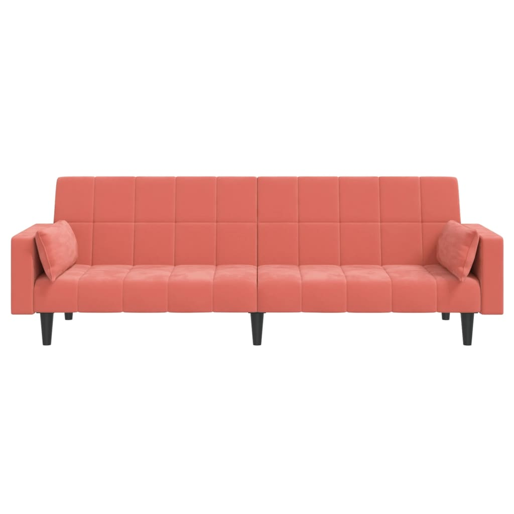 vidaXL 2-Seater Sofa Bed with Two Pillows Pink Velvet