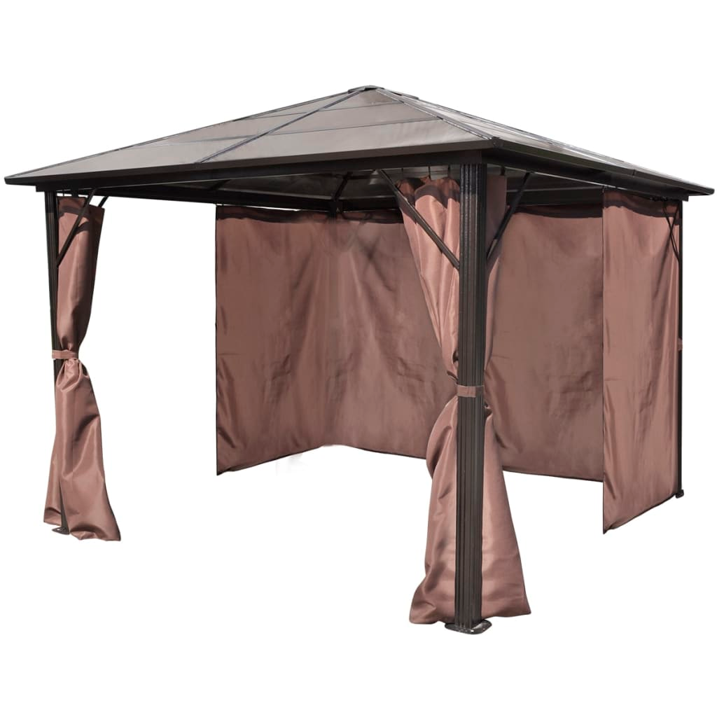 vidaXL Gazebo with Curtain Brown Aluminum 118.1"x118.1"