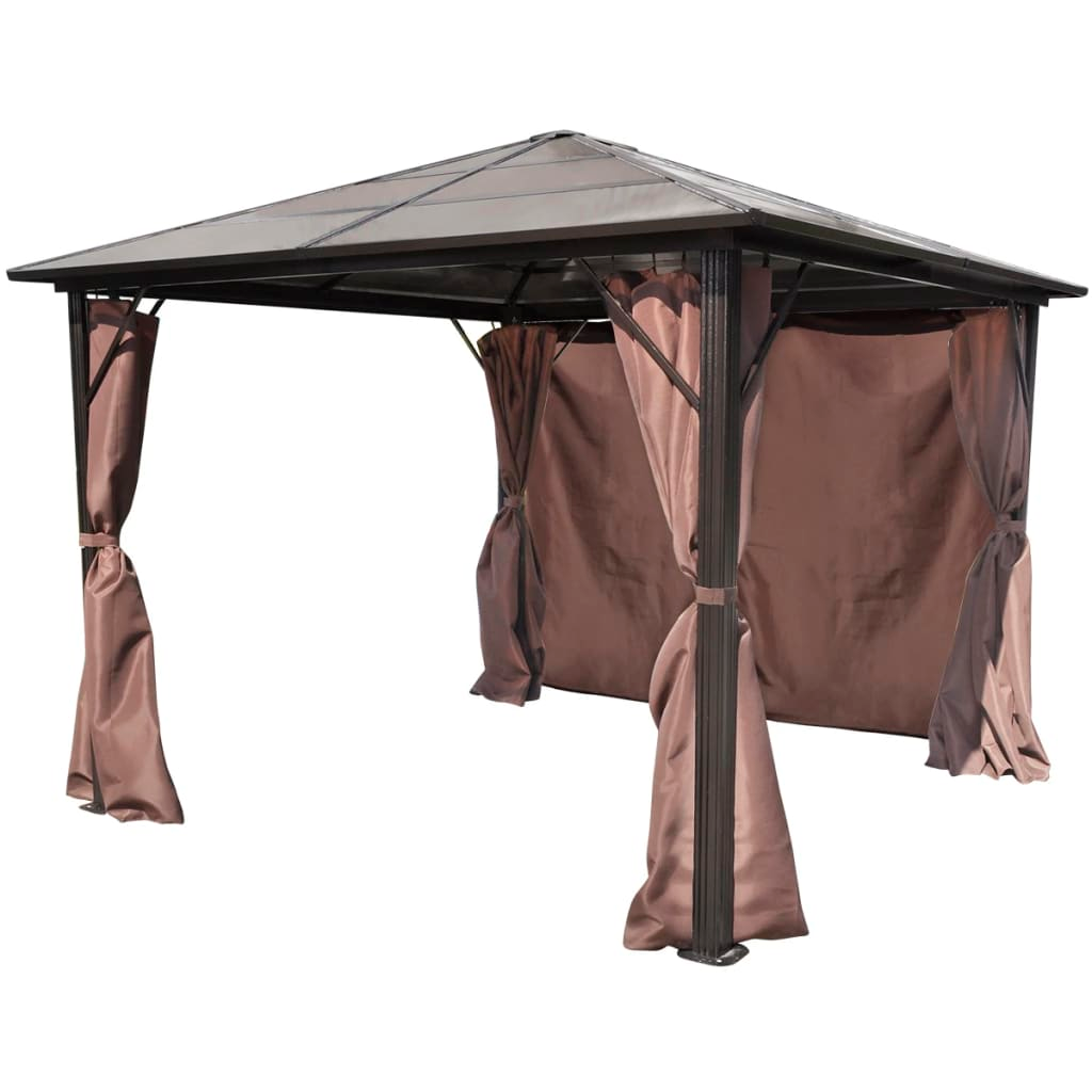 vidaXL Gazebo with Curtain Brown Aluminum 118.1"x118.1"