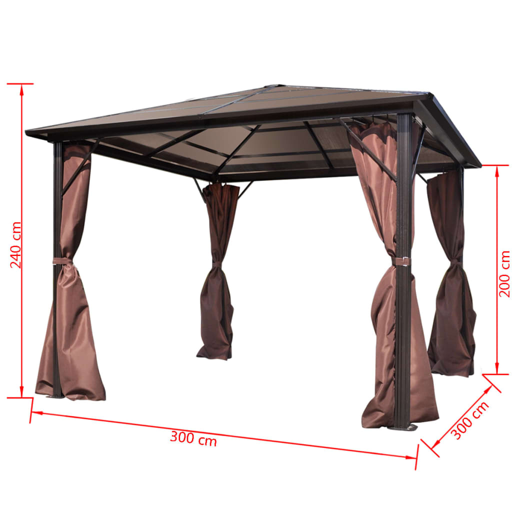 vidaXL Gazebo with Curtain Brown Aluminum 118.1"x118.1"