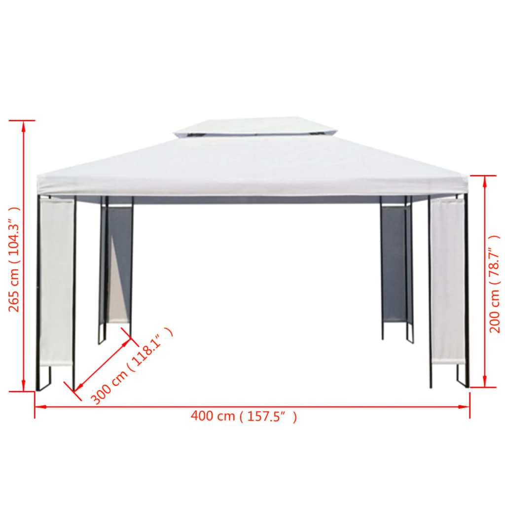 vidaXL Gazebo White 118.1"x157.5"