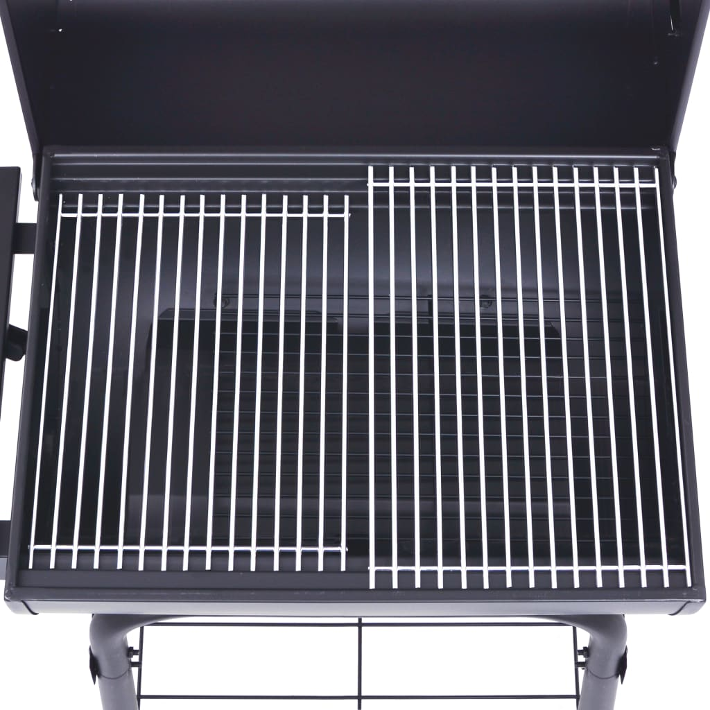 vidaXL Charcoal BBQ Grill Smoker with Bottom Shelf Black