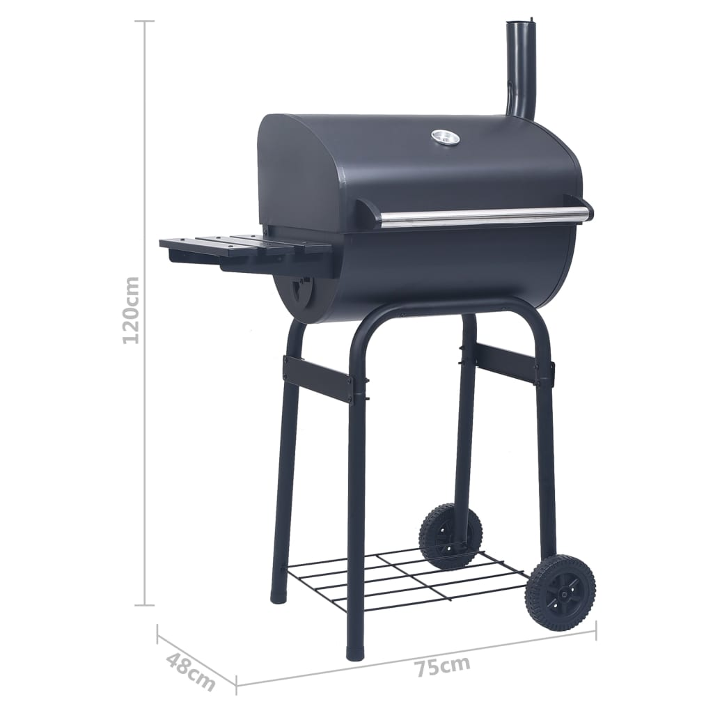 vidaXL Charcoal BBQ Grill Smoker with Bottom Shelf Black