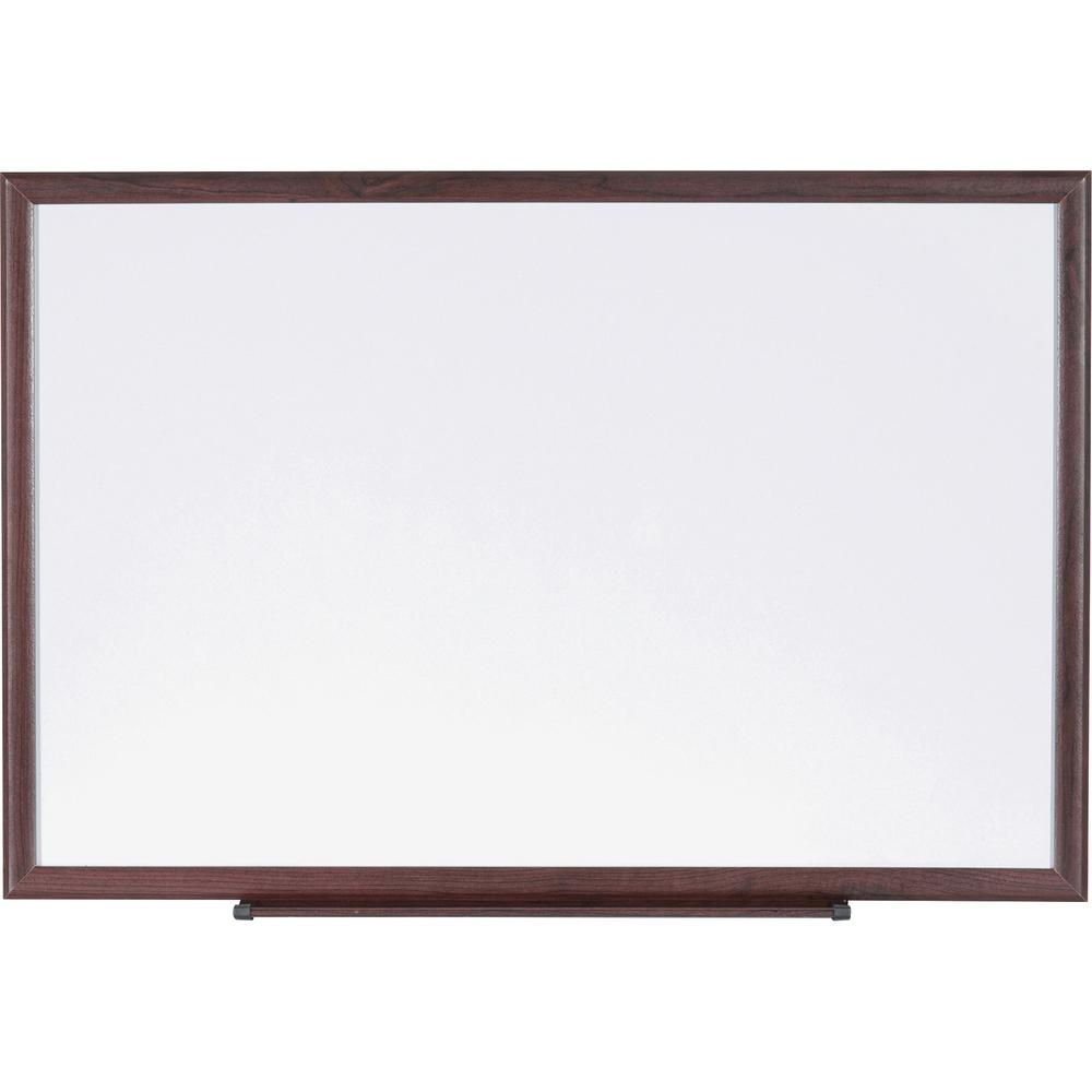 Lorell Wood Frame Dry-Erase Marker Boards - 96" (8 ft) Width x 48" (4 ft) Height - White Melamine Surface - Brown Wood Frame - 1 Each