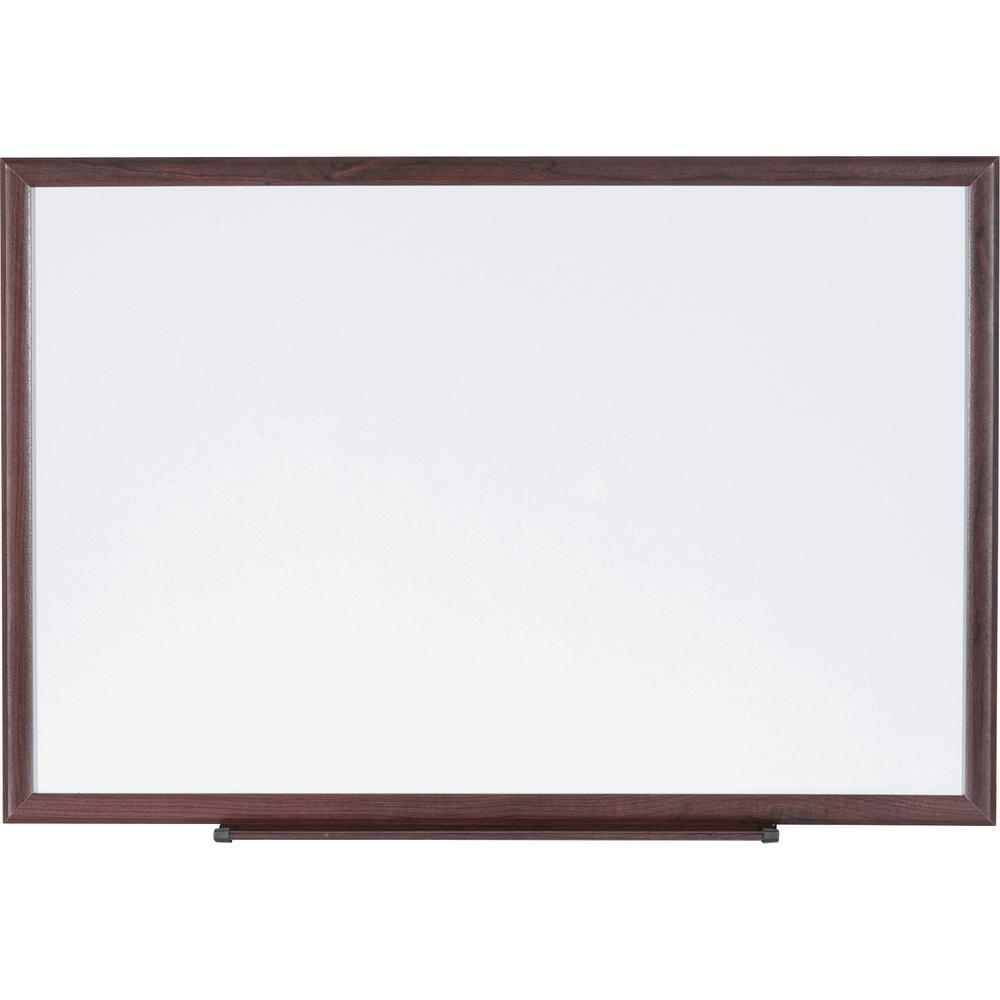 Lorell Wood Frame Dry-Erase Marker Boards - 96" (8 ft) Width x 48" (4 ft) Height - White Melamine Surface - Brown Wood Frame - 1 Each