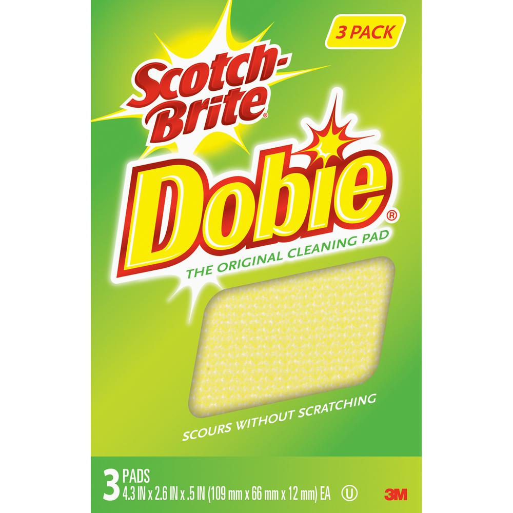 Scotch-Brite Dobie All-purpose Cleaning Pads - 0.5" Height x 2.6" Width x 4.3" Depth - 24/Carton - Polyurethane - Yellow