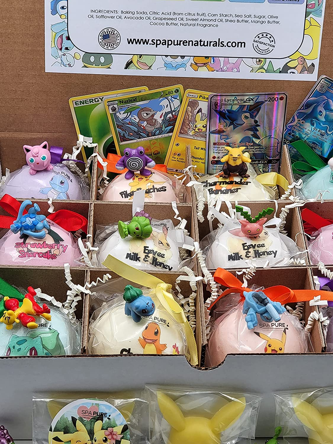 POKEMON-inspired Bath Bombs For Kids With Surprise Toys Inside (Pokemon) USA made (12 Pack)