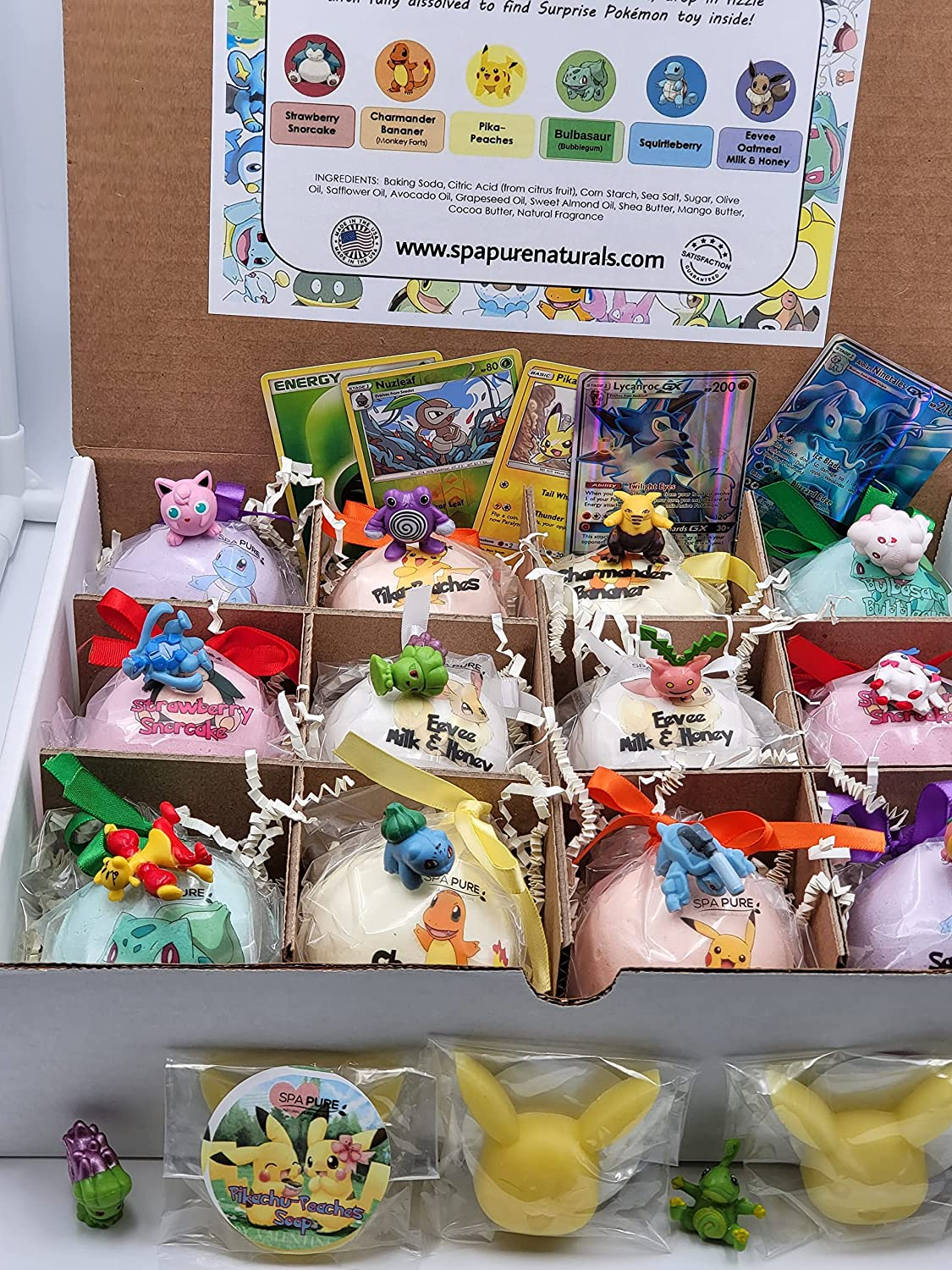 POKEMON-inspired Bath Bombs For Kids With Surprise Toys Inside (Pokemon) USA made (12 Pack)