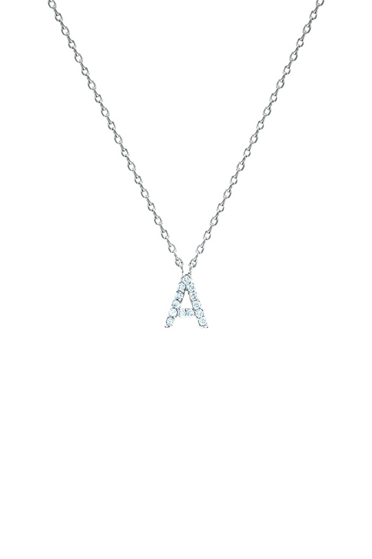 Block CZ Initial Necklace