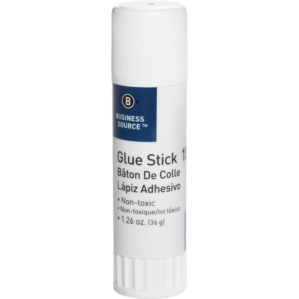 Business Source Glue Stick - 1.26 oz - 12 / Pack - White