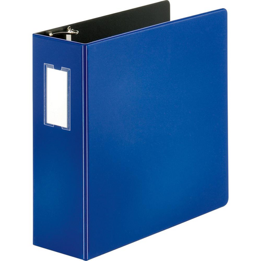 Business Source Slanted D-ring Binders - 4" Binder Capacity - 3 x D-Ring Fastener(s) - 2 Internal Pocket(s) - Chipboard, Polypropylene - Blue - PVC-free, Non-stick, Label Holder, Gap-free Ring, Non-gl