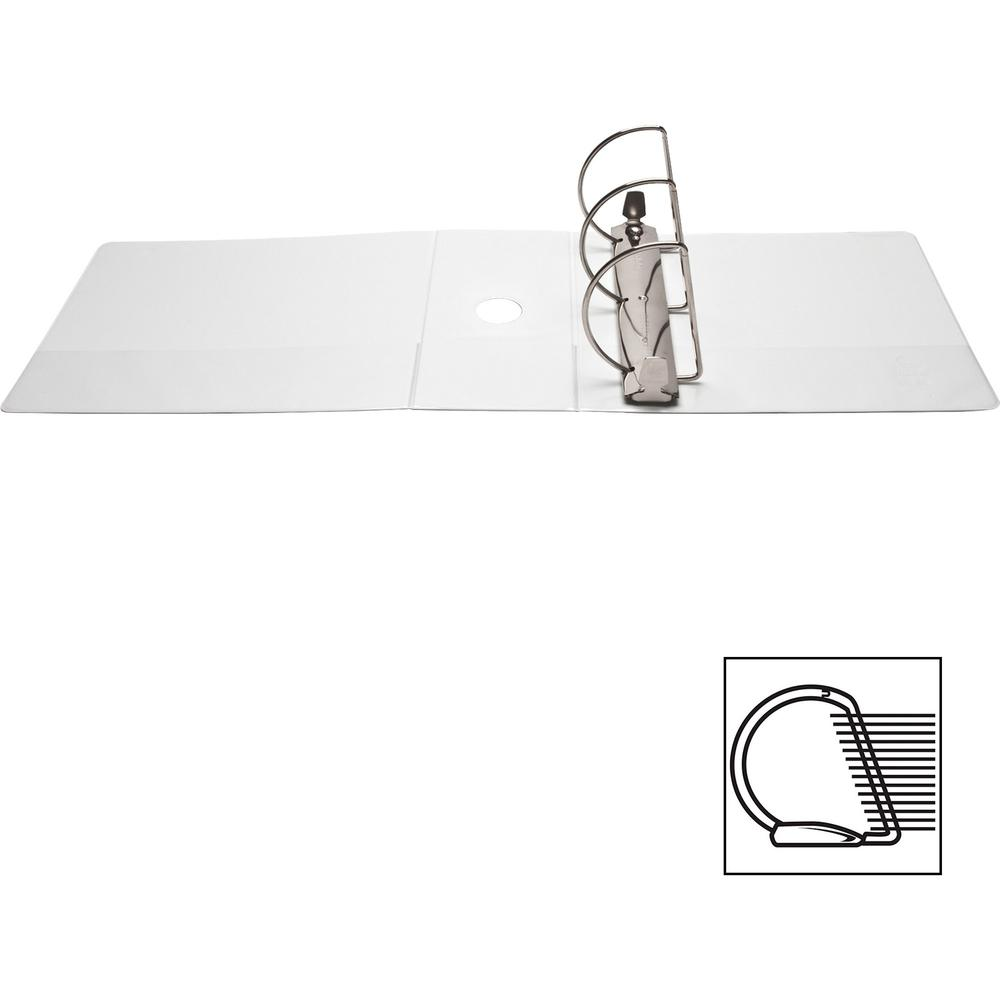 Business Source Basic D-Ring White View Binders - 5" Binder Capacity - Letter - 8 1/2" x 11" Sheet Size - D-Ring Fastener(s) - Polypropylene - White - 2.10 lb - Clear Overlay - 1 Each