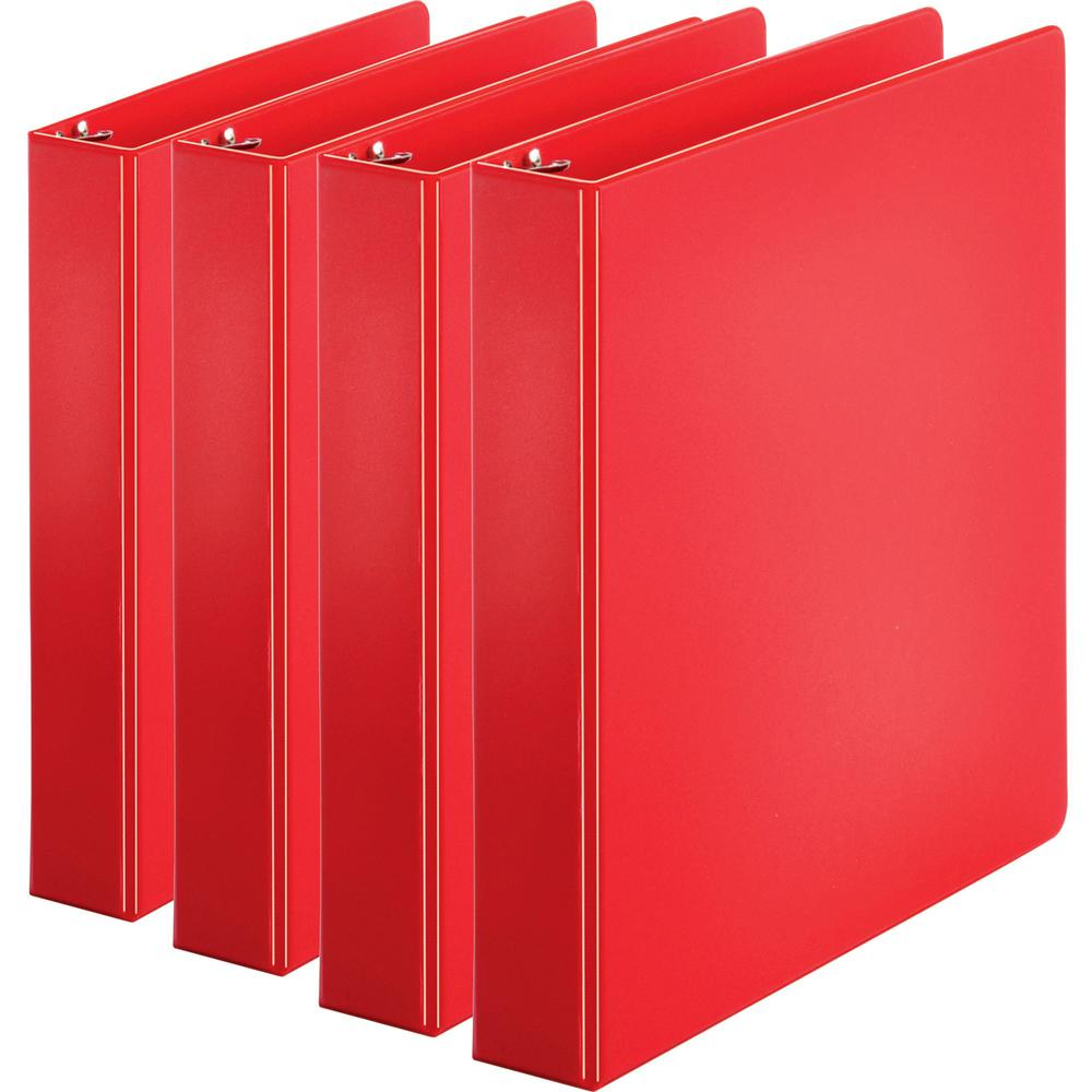 Business Source Basic Round Ring Binders - 1 1/2" Binder Capacity - Letter - 8 1/2" x 11" Sheet Size - 350 Sheet Capacity - 3 x Round Ring Fastener(s) - Internal Pocket(s) - Chipboard, Polypropylene -