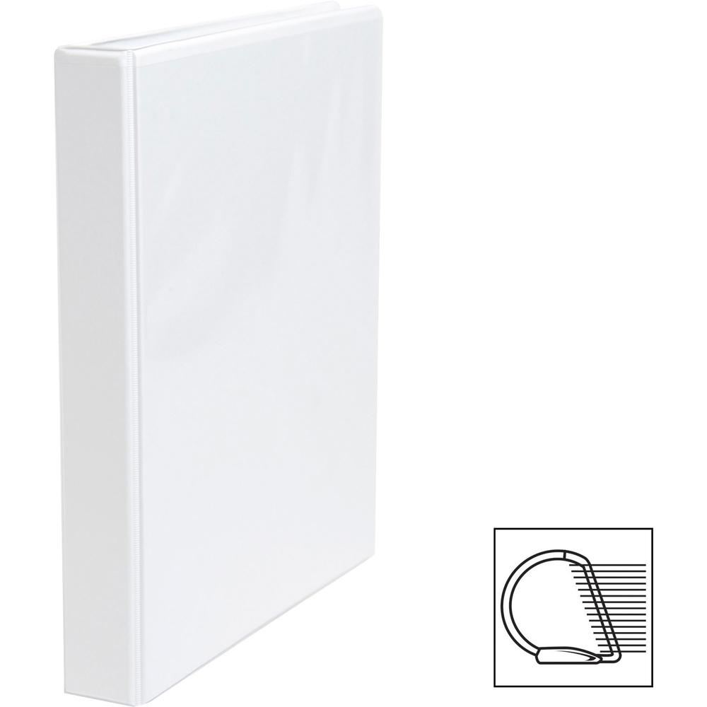 Business Source Basic D-Ring View Binders - 1" Binder Capacity - Letter - 8 1/2" x 11" Sheet Size - 240 Sheet Capacity - 3 x Slant D-Ring Fastener(s) - Internal Pocket(s) - Polypropylene - White - Stu