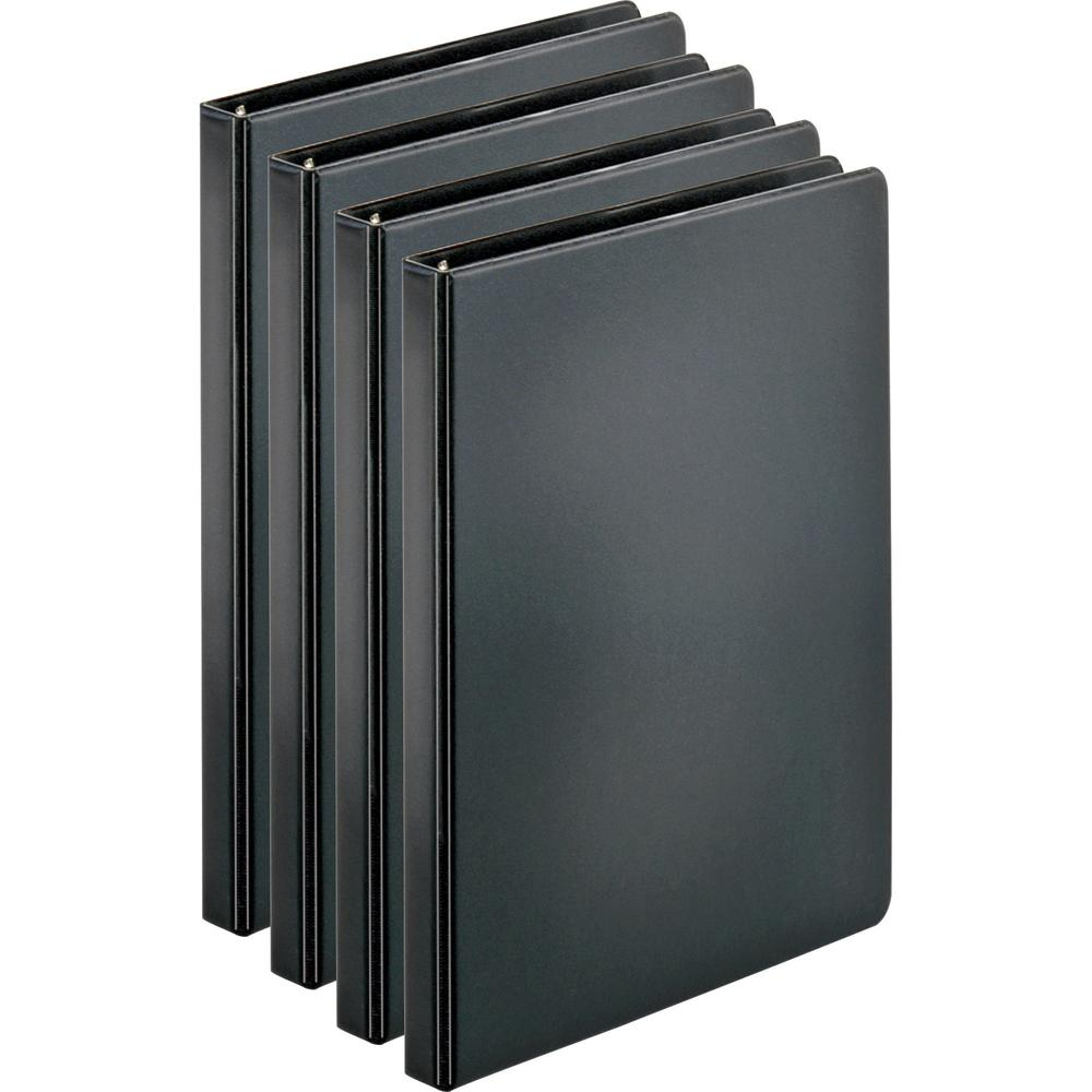 Business Source Basic Round Ring Binders - 1/2" Binder Capacity - Letter - 8 1/2" x 11" Sheet Size - 125 Sheet Capacity - 3 x Round Ring Fastener(s) - Internal Pocket(s) - Chipboard, Polypropylene - B