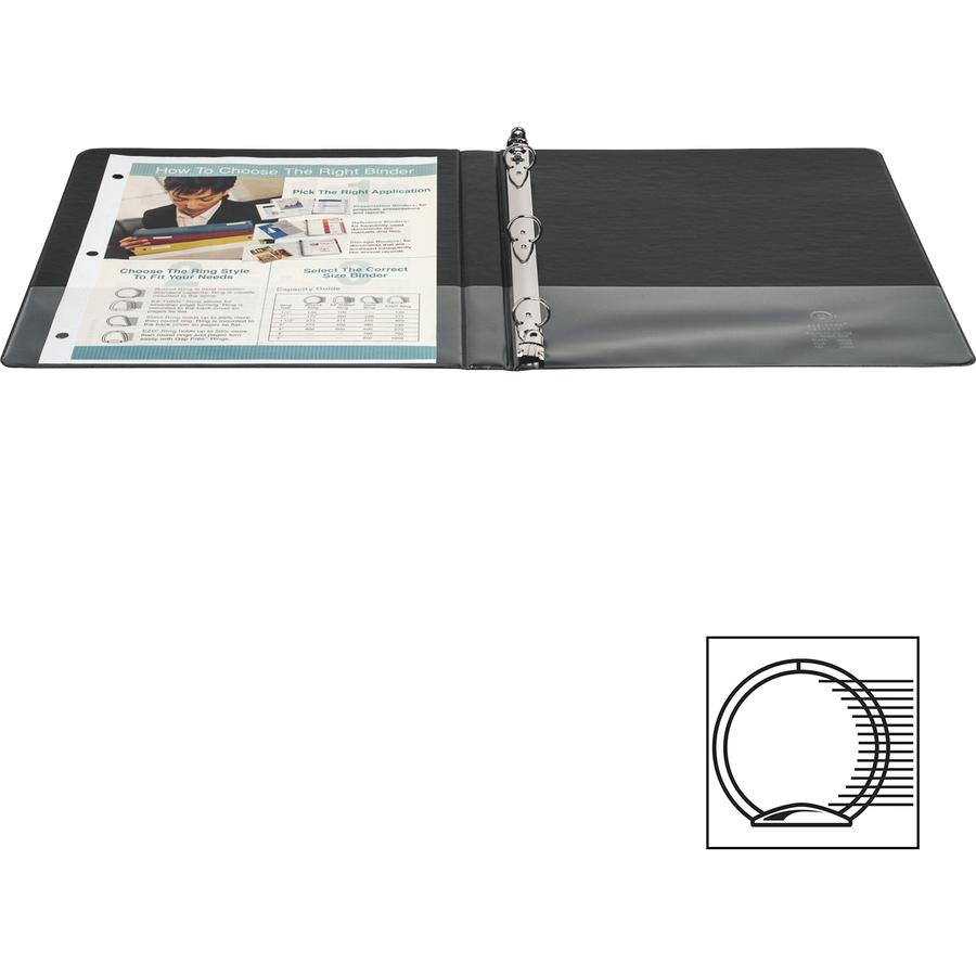 Business Source Basic Round Ring Binders - 1/2" Binder Capacity - Letter - 8 1/2" x 11" Sheet Size - 125 Sheet Capacity - 3 x Round Ring Fastener(s) - Internal Pocket(s) - Chipboard, Polypropylene - B