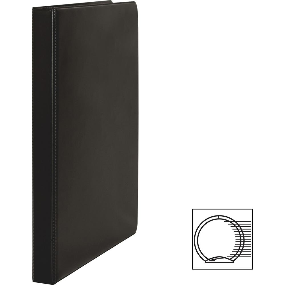 Business Source Basic Round Ring Binders - 1/2" Binder Capacity - Letter - 8 1/2" x 11" Sheet Size - 125 Sheet Capacity - 3 x Round Ring Fastener(s) - Internal Pocket(s) - Chipboard, Polypropylene - B