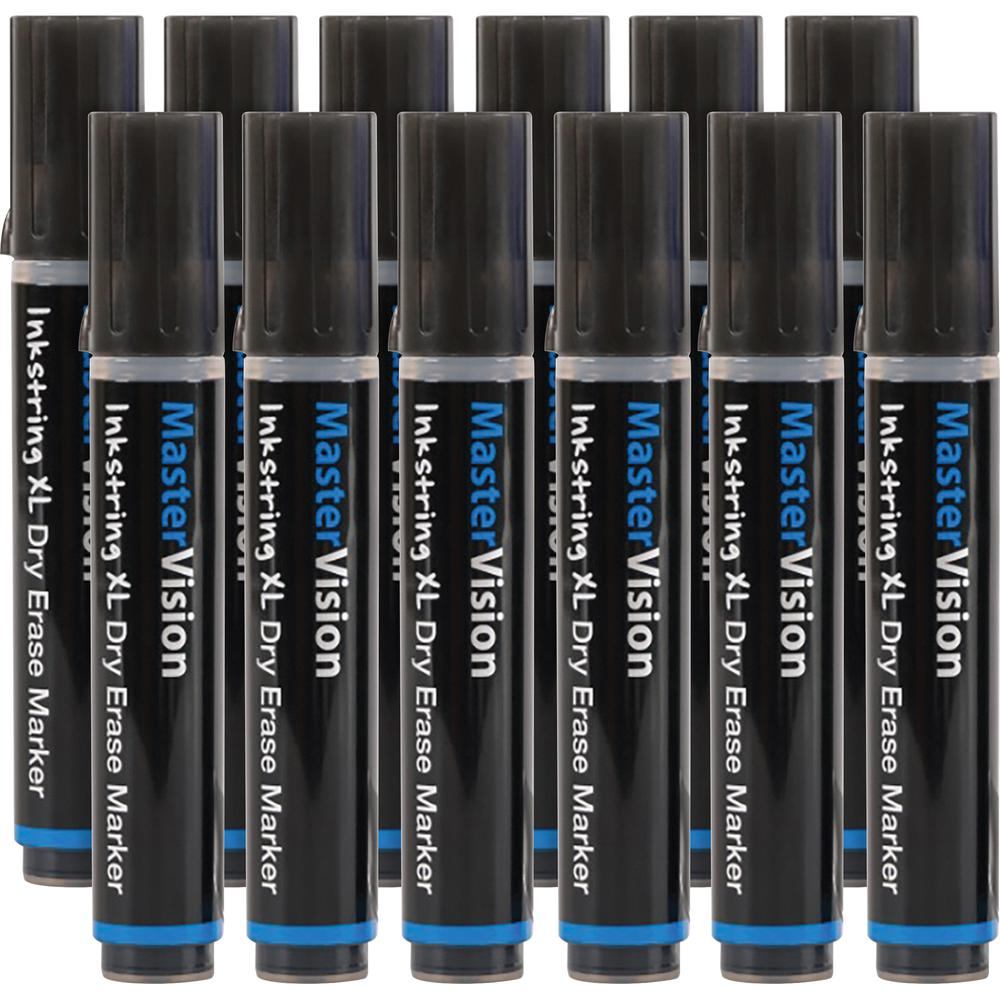 Bi-silque Inkstring XL Dry Erase Markers - 3 mm Marker Point Size - Bullet Marker Point Style - Black Gel-based Ink - 12 Each