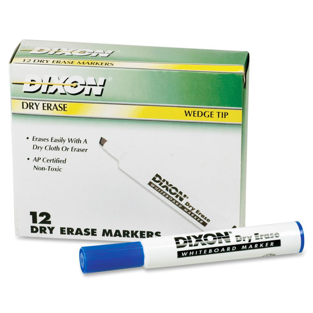 Ticonderoga Dry Erase Whiteboard Markers - Broad, Fine Marker Point - Wedge Marker Point Style - Blue - 1 Dozen