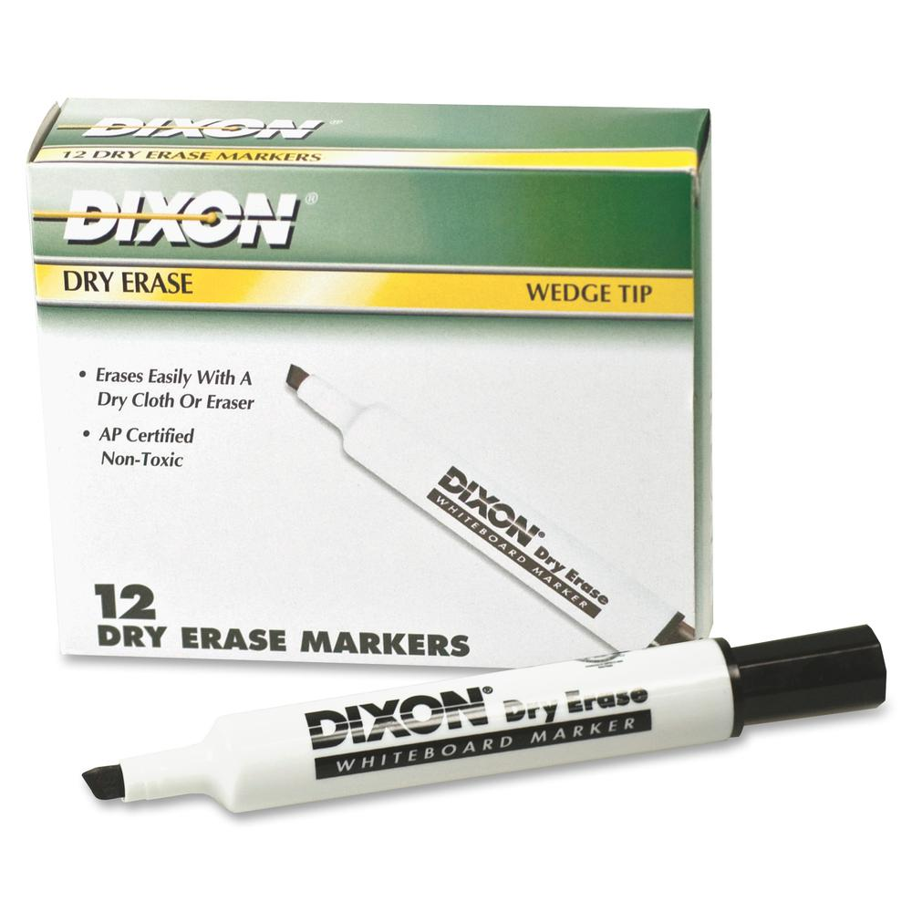 Ticonderoga Dry Erase Whiteboard Markers - Broad, Fine Marker Point - Wedge Marker Point Style - Black - 1 Dozen