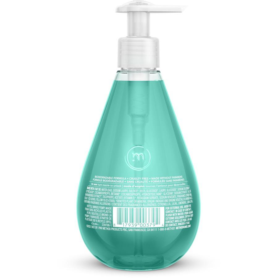 Method Gel Hand Soap - Waterfall ScentFor - 12 fl oz (354.9 mL) - Pump Bottle Dispenser - Hand - Aqua - Paraben-free, Phthalate-free, Triclosan-free - 6 / Carton