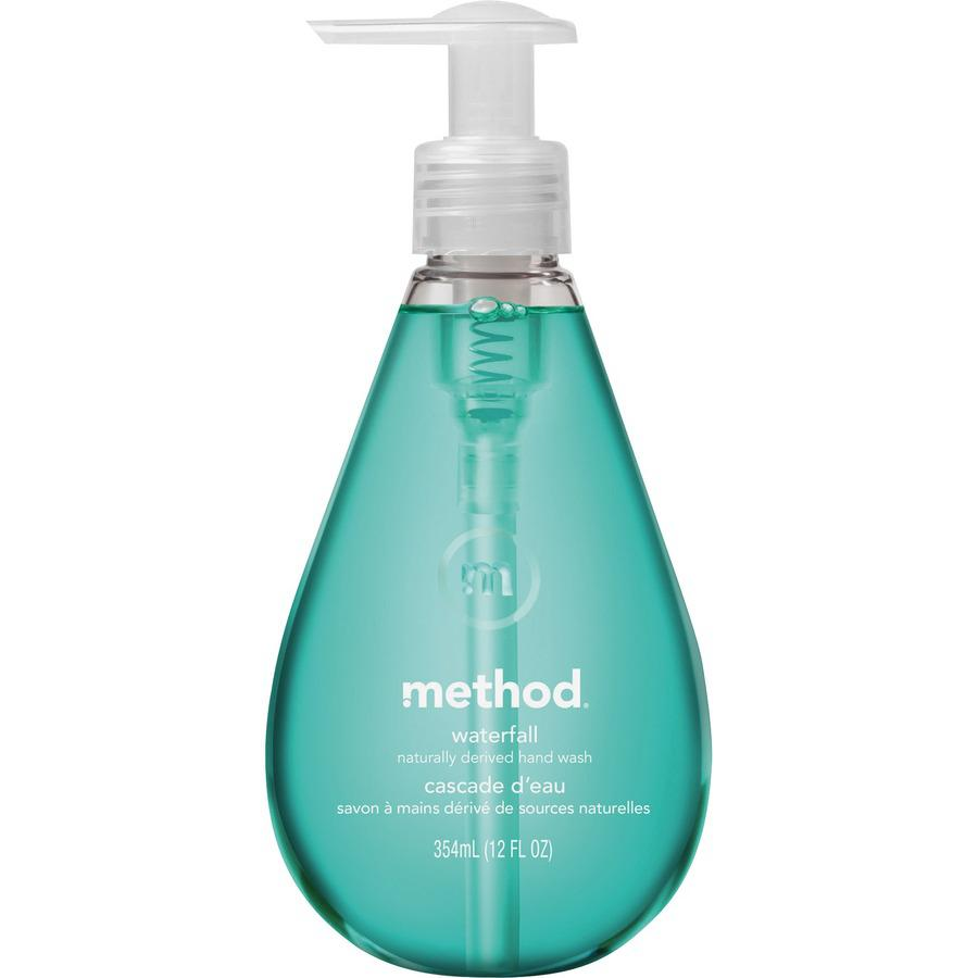 Method Gel Hand Soap - Waterfall ScentFor - 12 fl oz (354.9 mL) - Pump Bottle Dispenser - Hand - Aqua - Paraben-free, Phthalate-free, Triclosan-free - 6 / Carton