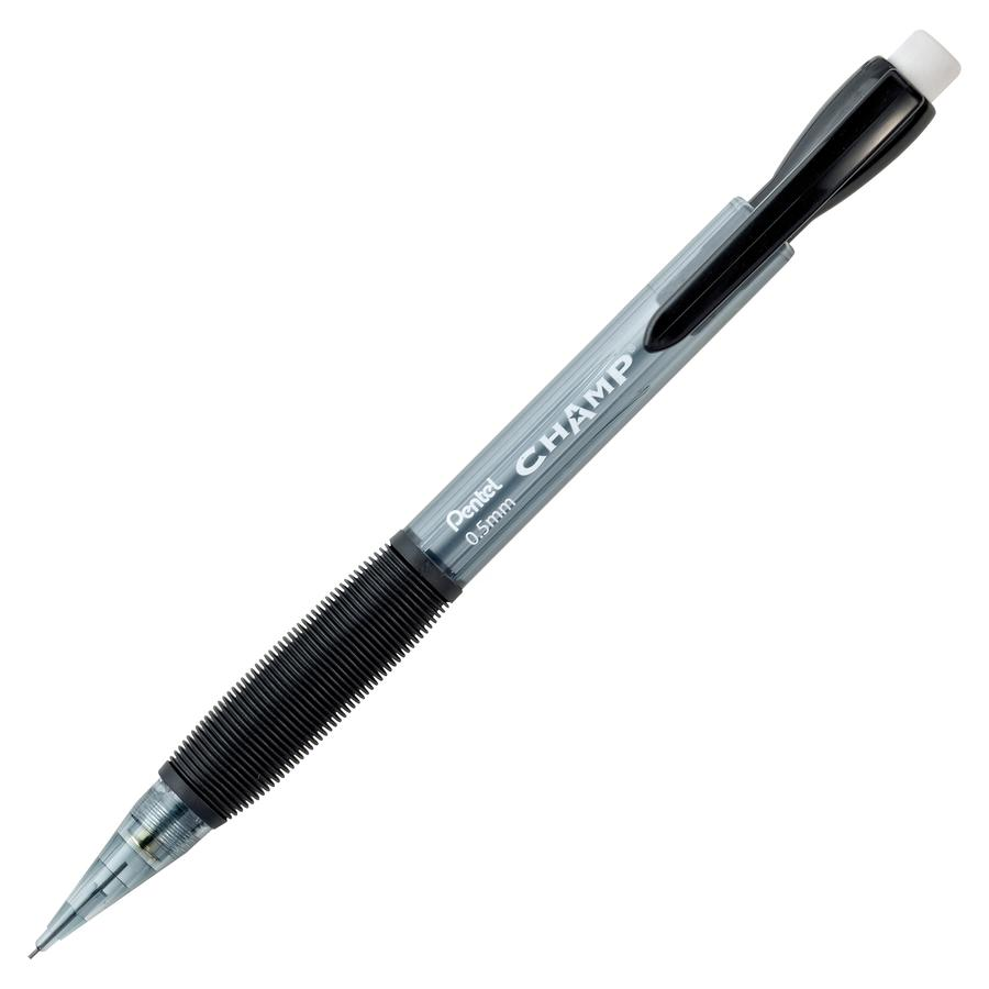 Pentel Champ Mechanical Pencils - HB Lead - 0.5 mm Lead Diameter - Refillable - Black Lead - Black Barrel - 24 / Pack