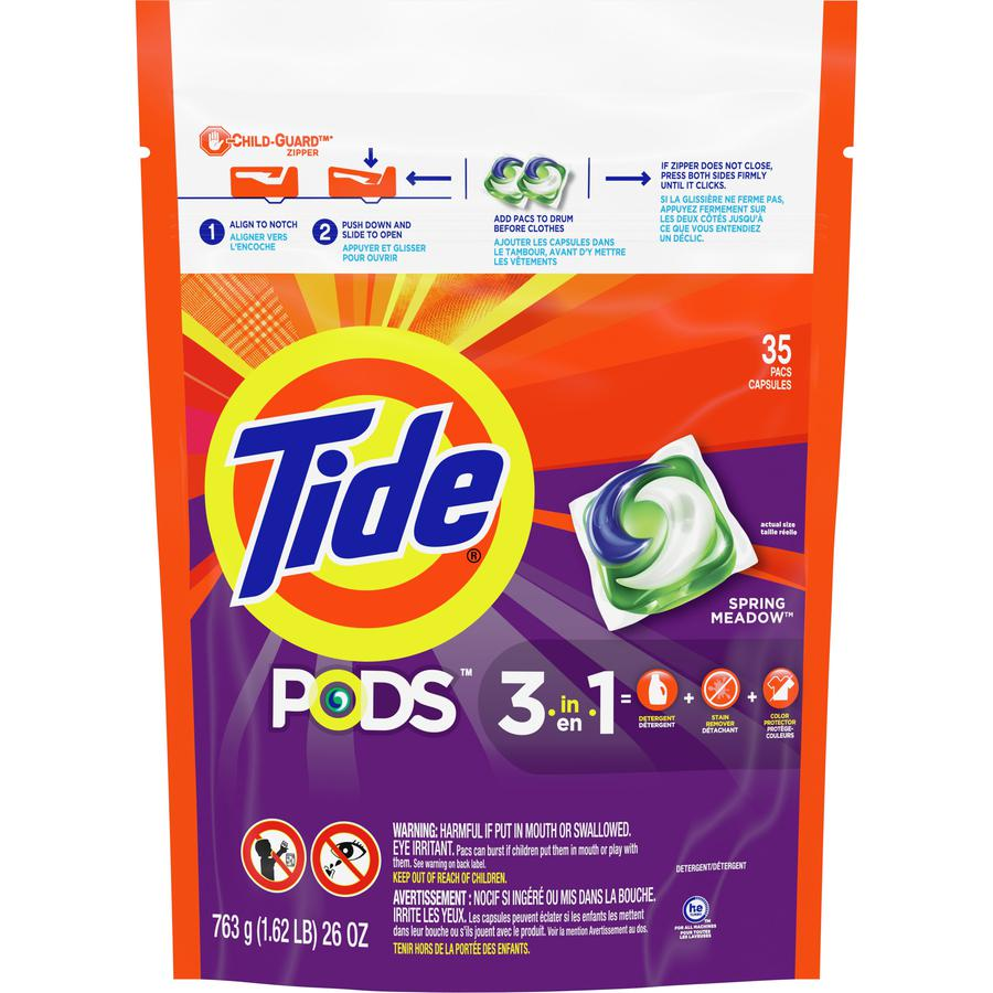 Tide PODS 3-1 Laundry Detergent - Pod - Spring Meadow Scent - 140 / Carton - White, Orchid